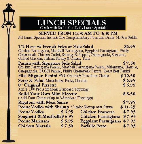 Bacci catering Menu